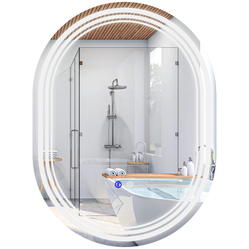 Specchio da Bagno con Luce LED 70x50 cm ¨C Zephmum ¨C Bianco, Antivaho, IP44