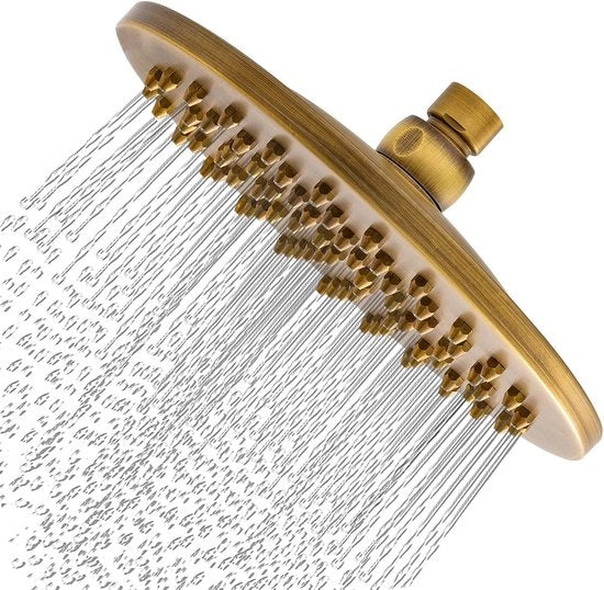 Adatto per douchekop antico a forma rotonda in ottone lucidato, 20 cm regolabile con filtro, adatto per douchi da bagno, connessione G1/2 a sfera in bronzo stile vintage