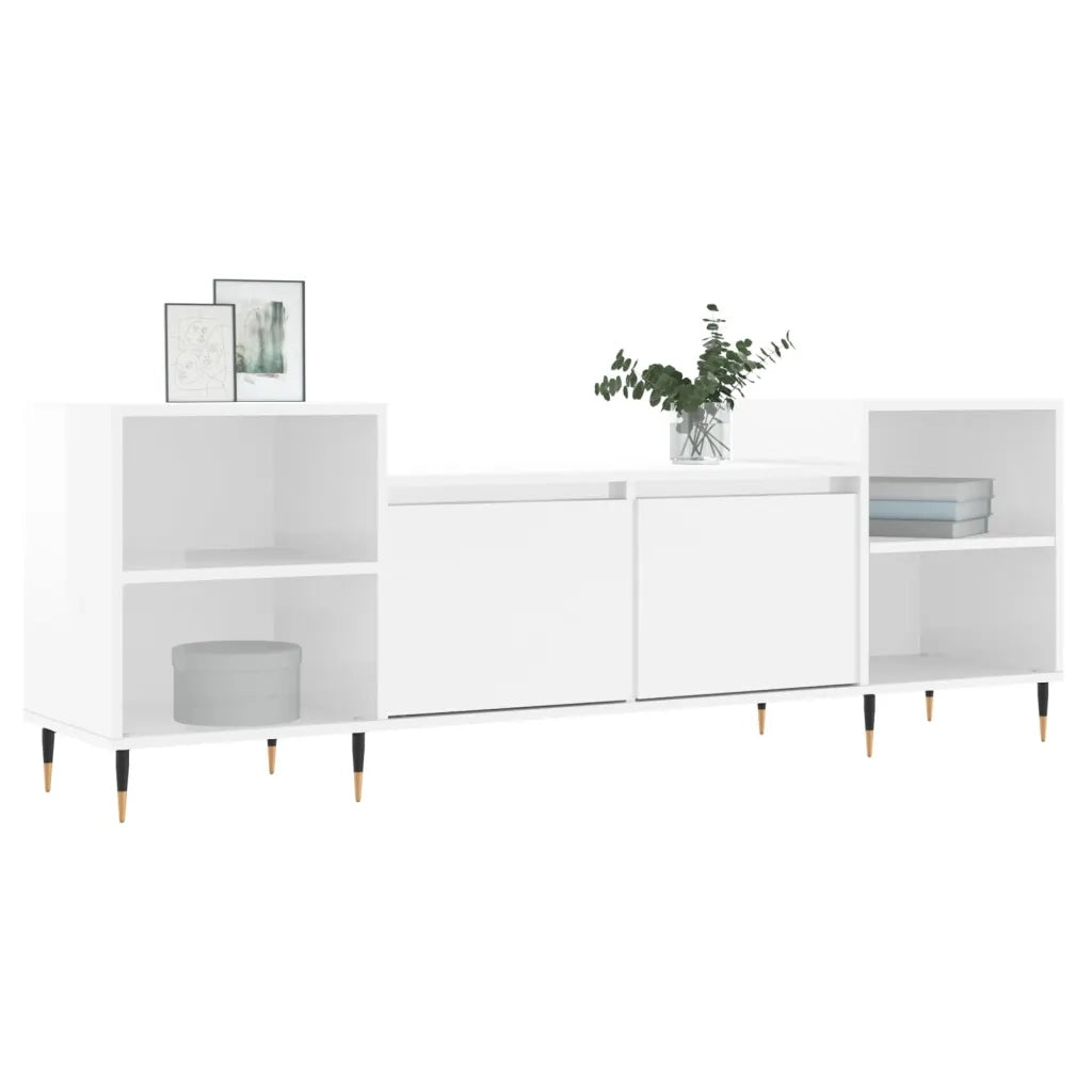 Mobile Porta TV Bianco Lucido 160x35x55 cm in Legno Multistrato 831334