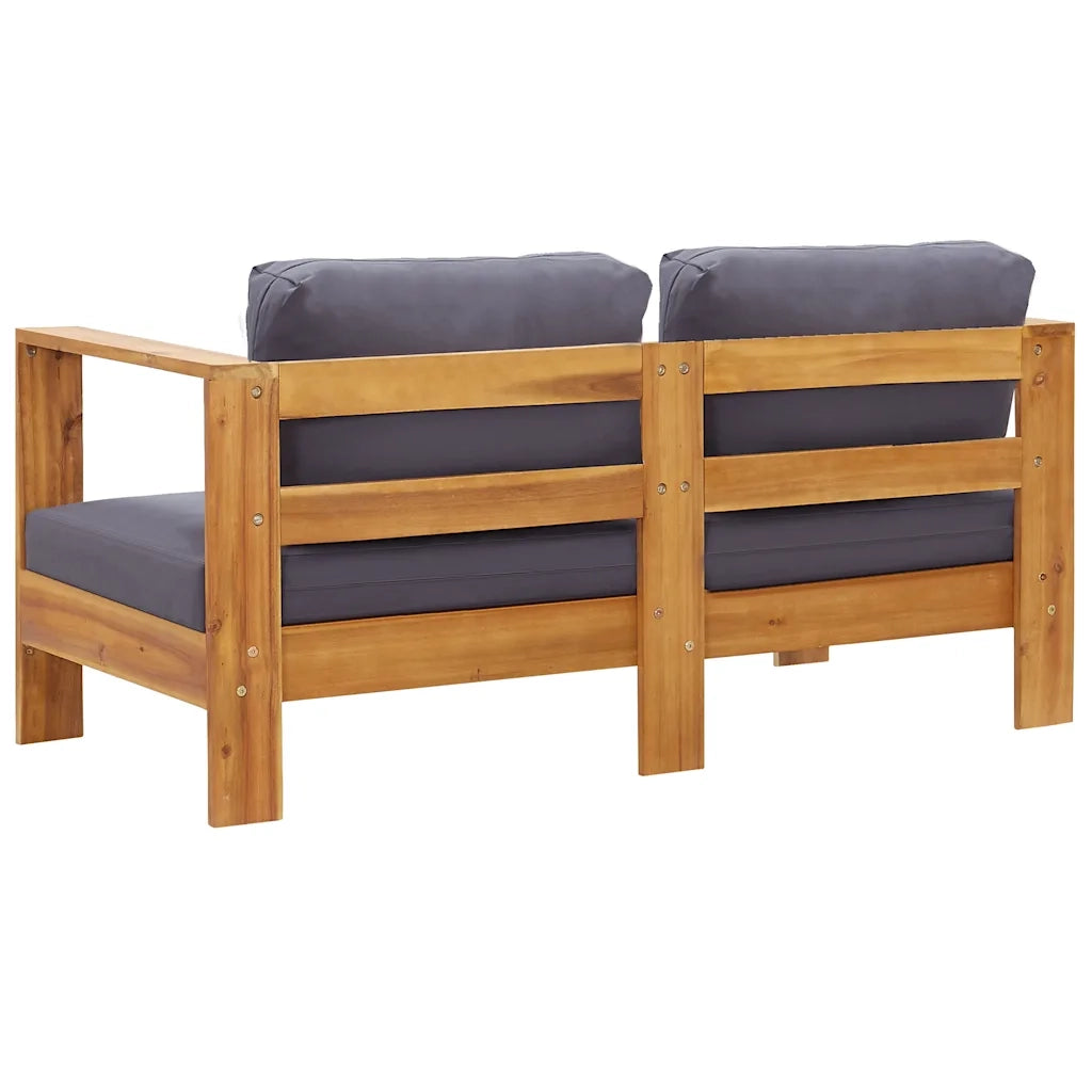 Panca da Giardino con Cuscini 140 cm in Legno di Acacia Grigio 47276