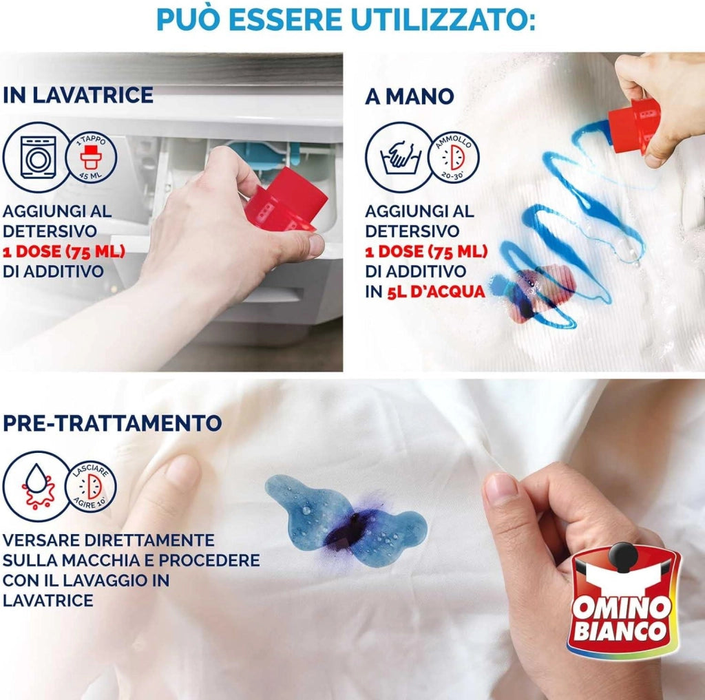 SET 12 PZ ADDITIVO OMINO BIANCO 100+ GEL 900ML SMACCHIANTE