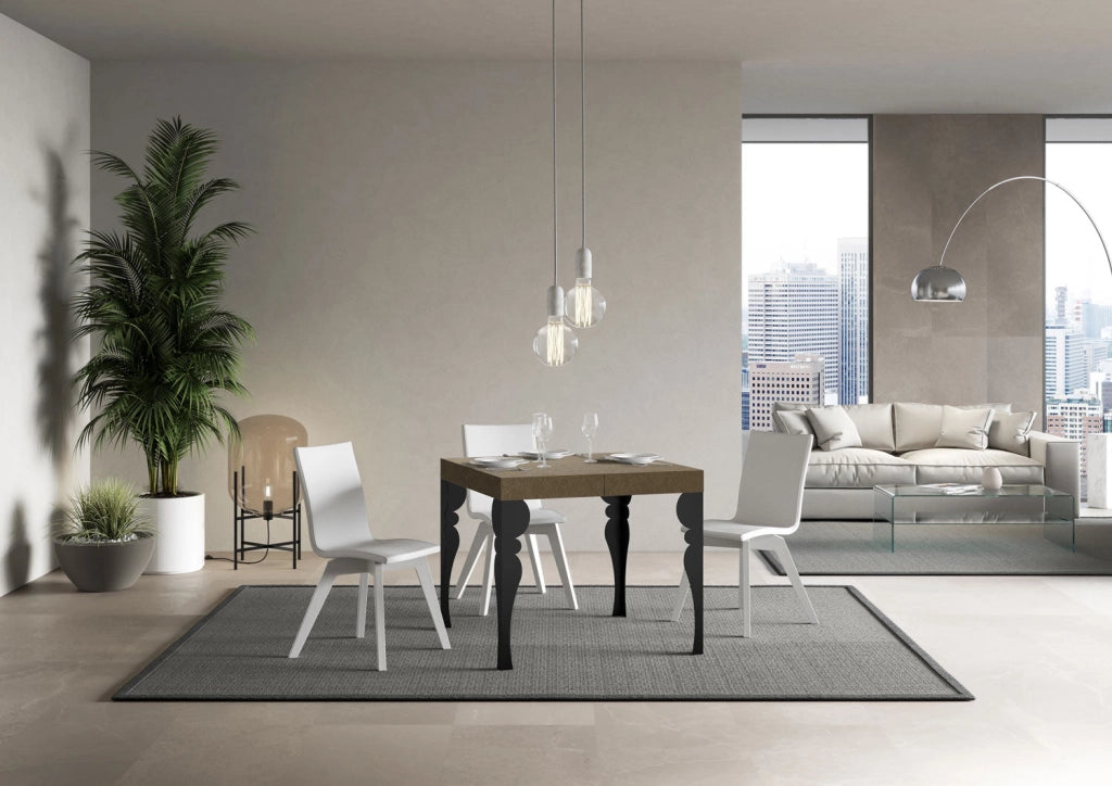 Tavolo Allungabile 90-246x90x77 cm Paxon Tortora Telaio Antracite