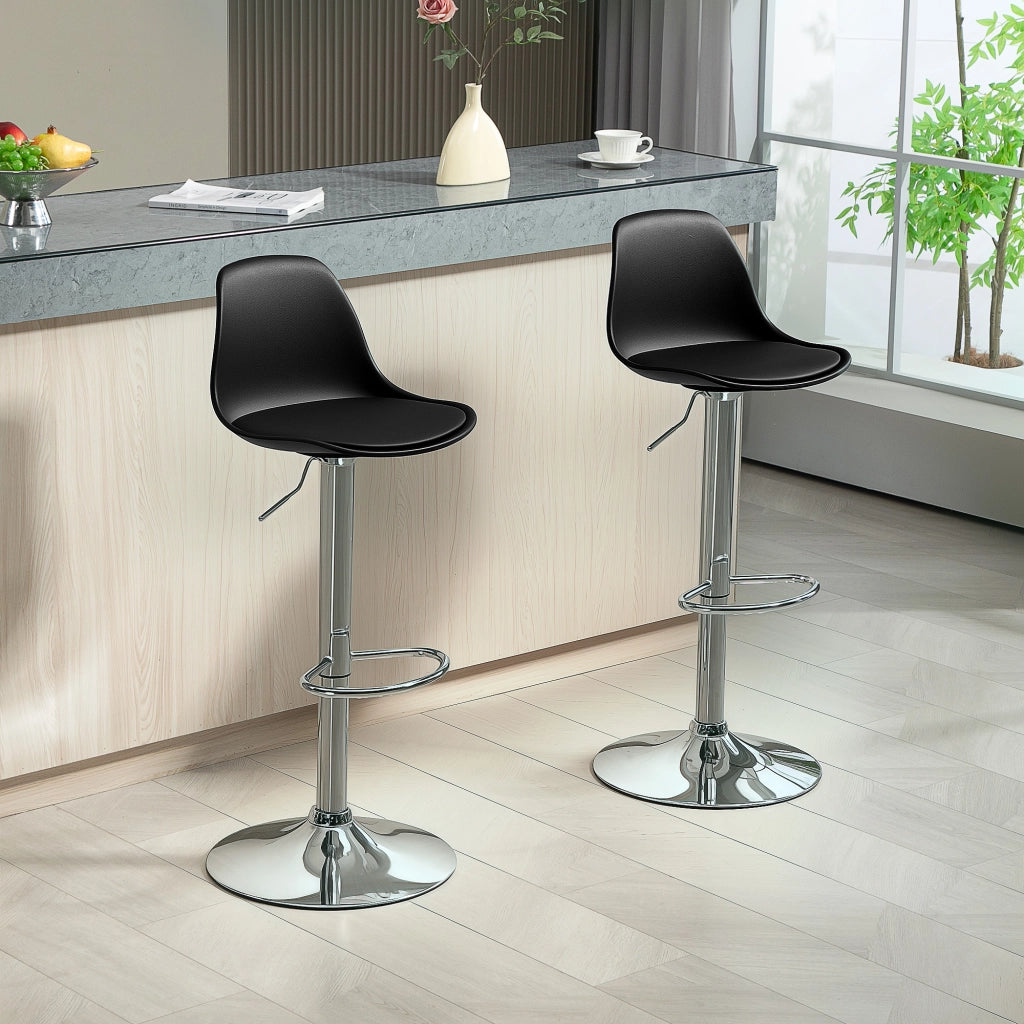 Set di 2 sgabelli da bar girevoli con schienale ¨C zephmum ¨C nero, altezza regolabile 82-104 cm