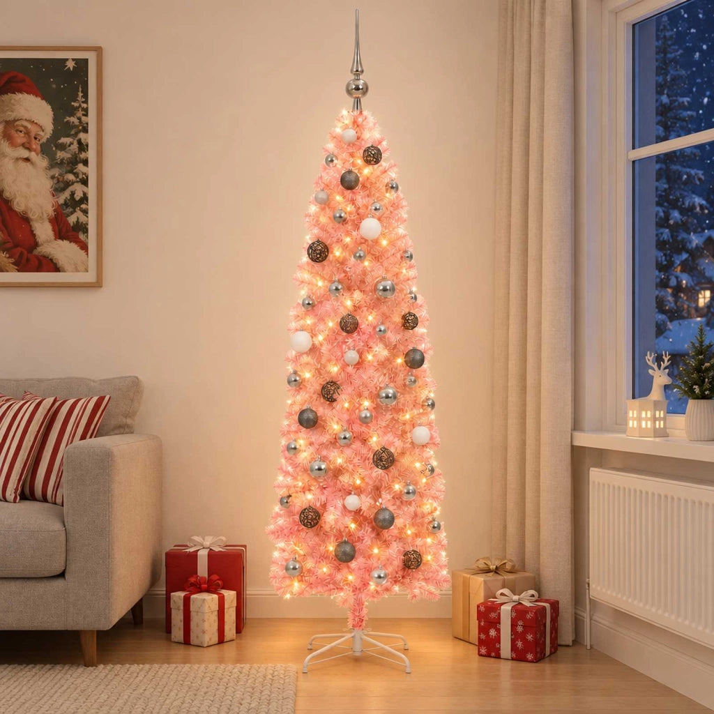 Albero di Natale Artificiale Slim con Palline 180 cm 300 LED 3461082
