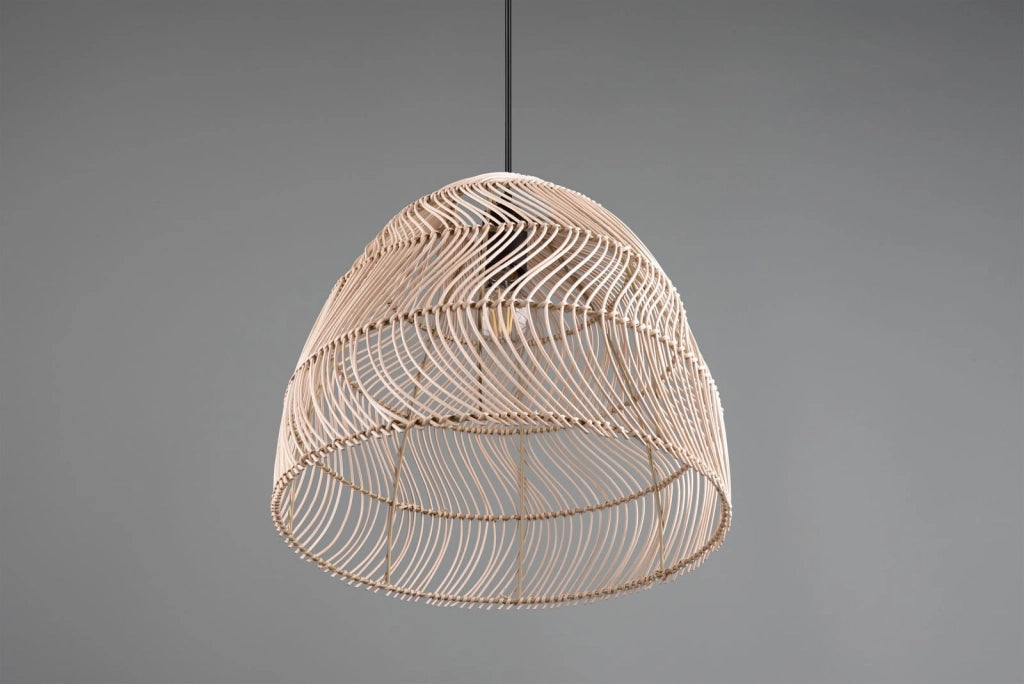 Lampada a sospensione RIKE rattan nero/marrone Ø35 E27