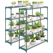 Scaffale per Piante a 4 Livelli ¨C Zephmum ¨C Verde Acciaio 90x28x104 cm