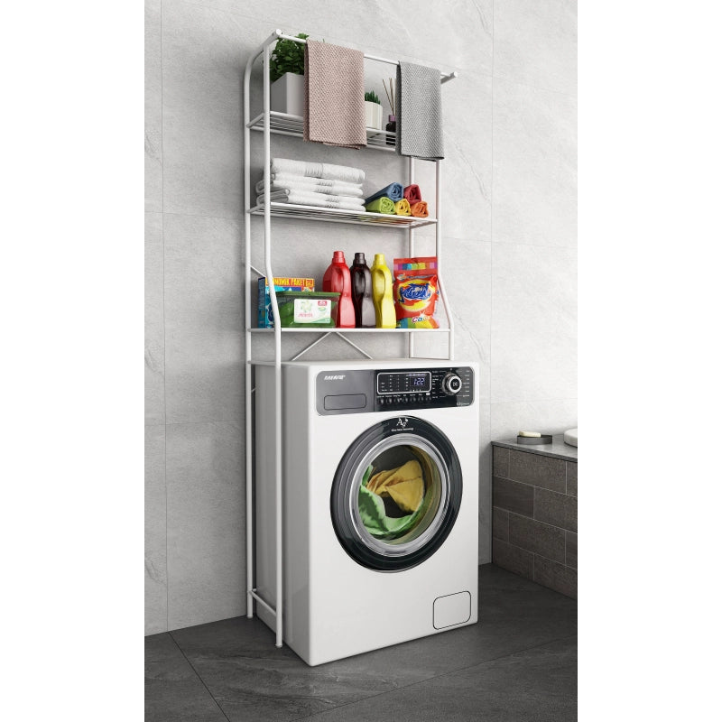 Lavabox Slim Large Mobile copriLavatrice in Metallo Effetto Salvaspazio H167×L60×P24 cm Bianco – Ideale per Bagno, Balcone