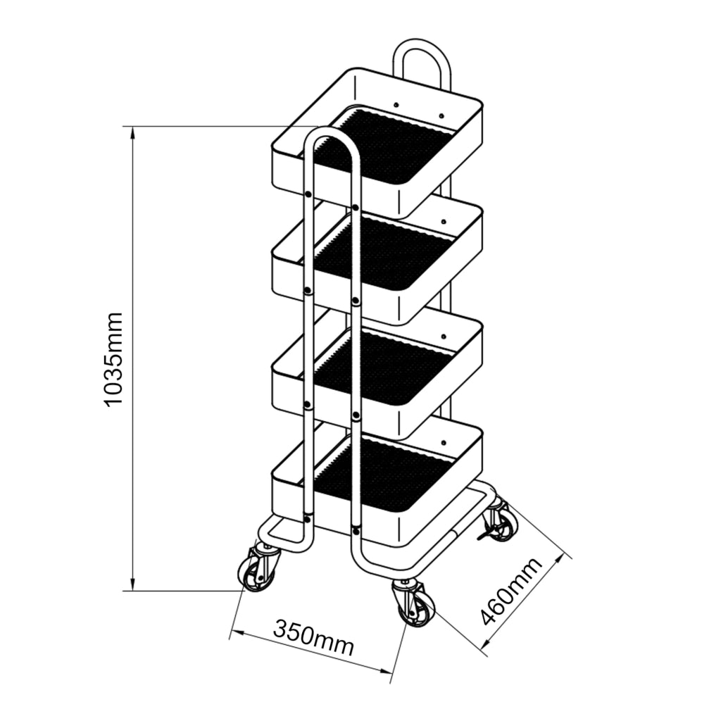 Carrello da Stoccaggio Pyhäntä con 4 Contenitori - Acciaio Nero [en.casa]