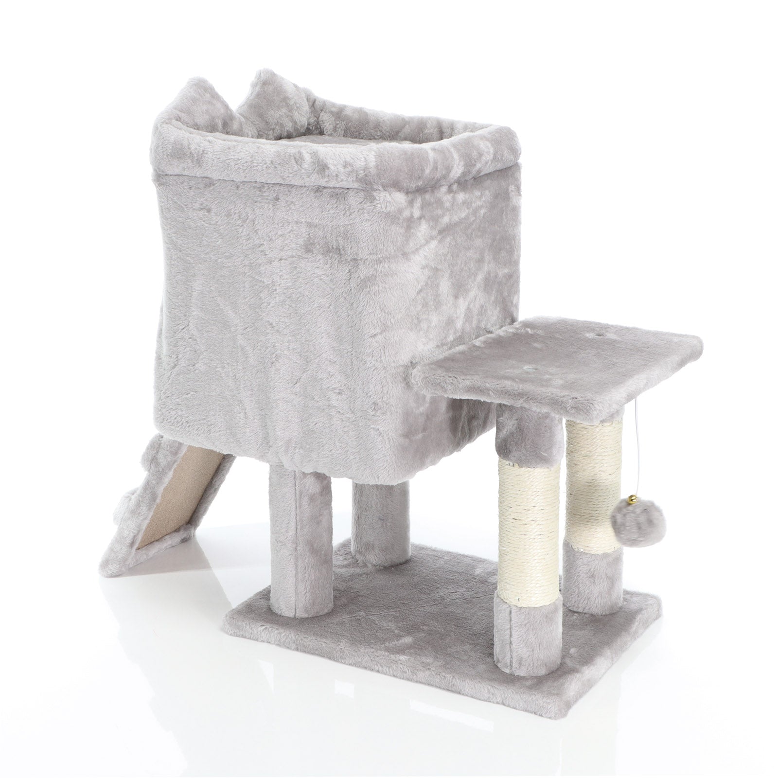 Fudajo Albero tiragraffi grigio chiaro 60cm con casetta per gatti, tronco e sisal