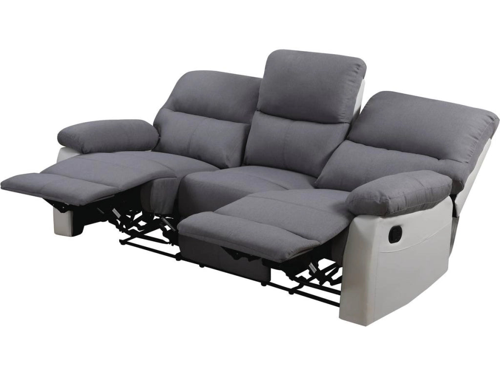 Divano relax "Lincoln" - 3 posti --Bianco/Grigio chiaro