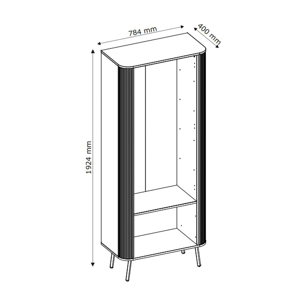 Mobile Espositore Lokapami, Vetrina 4 Ripiani, 78x40x192h cm Beige