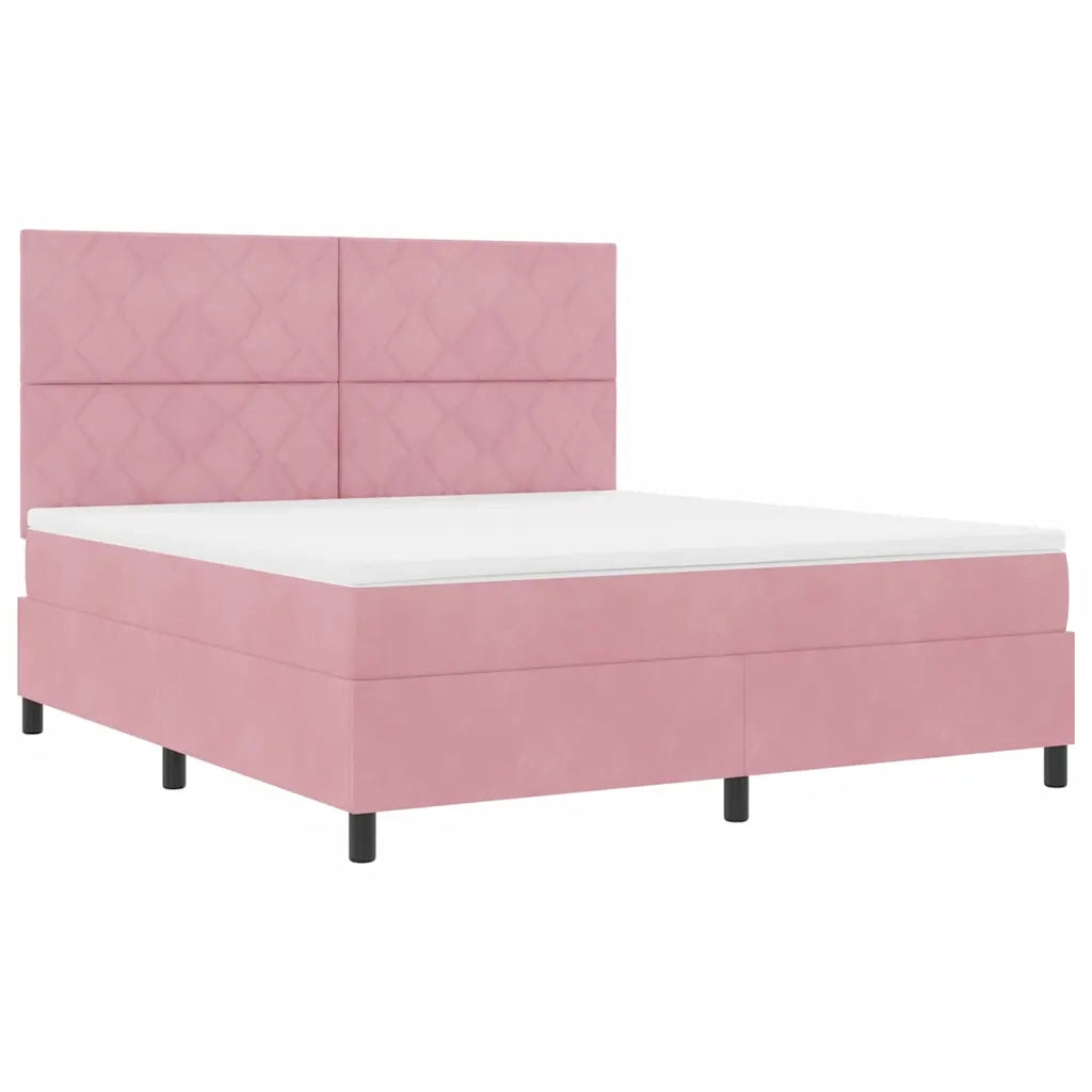 Letto a molle con materasso Rosa 180 x 200 cm Velluto 3339919