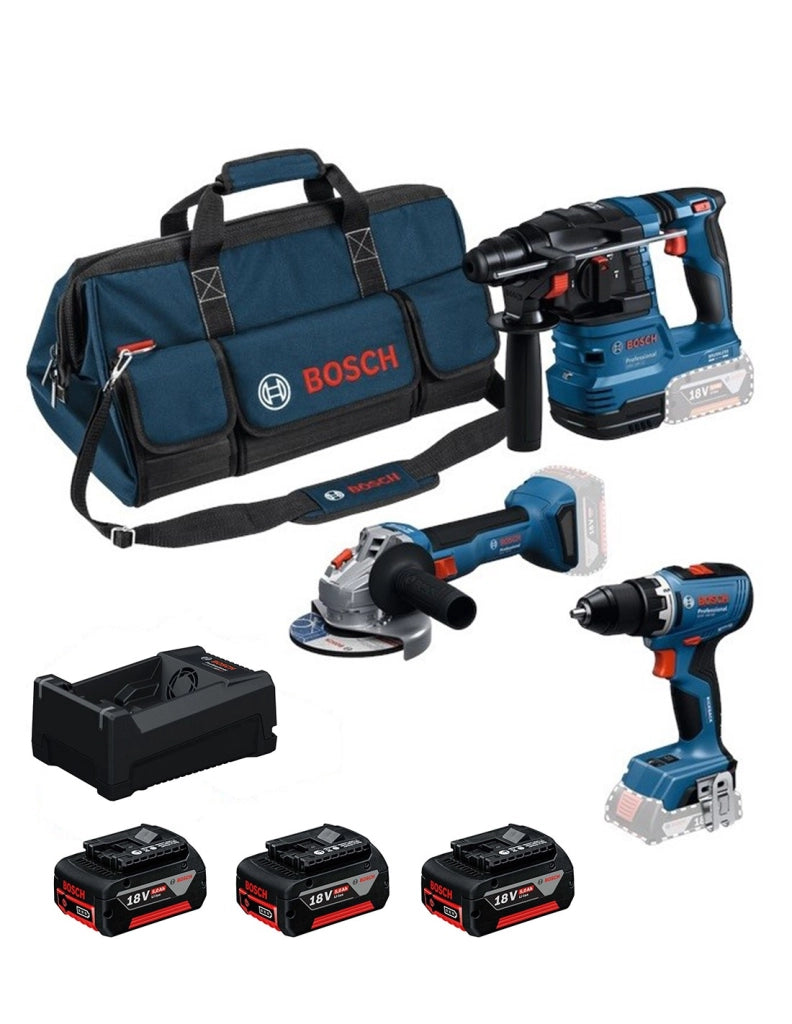 BOSCH Kit 0615A500AH (GSB 18V-65 + GBH 18V-22 + GWS 18V-11 + 2 x 3,0 Ah + GAL 12V/18V-80 + Bolsa)