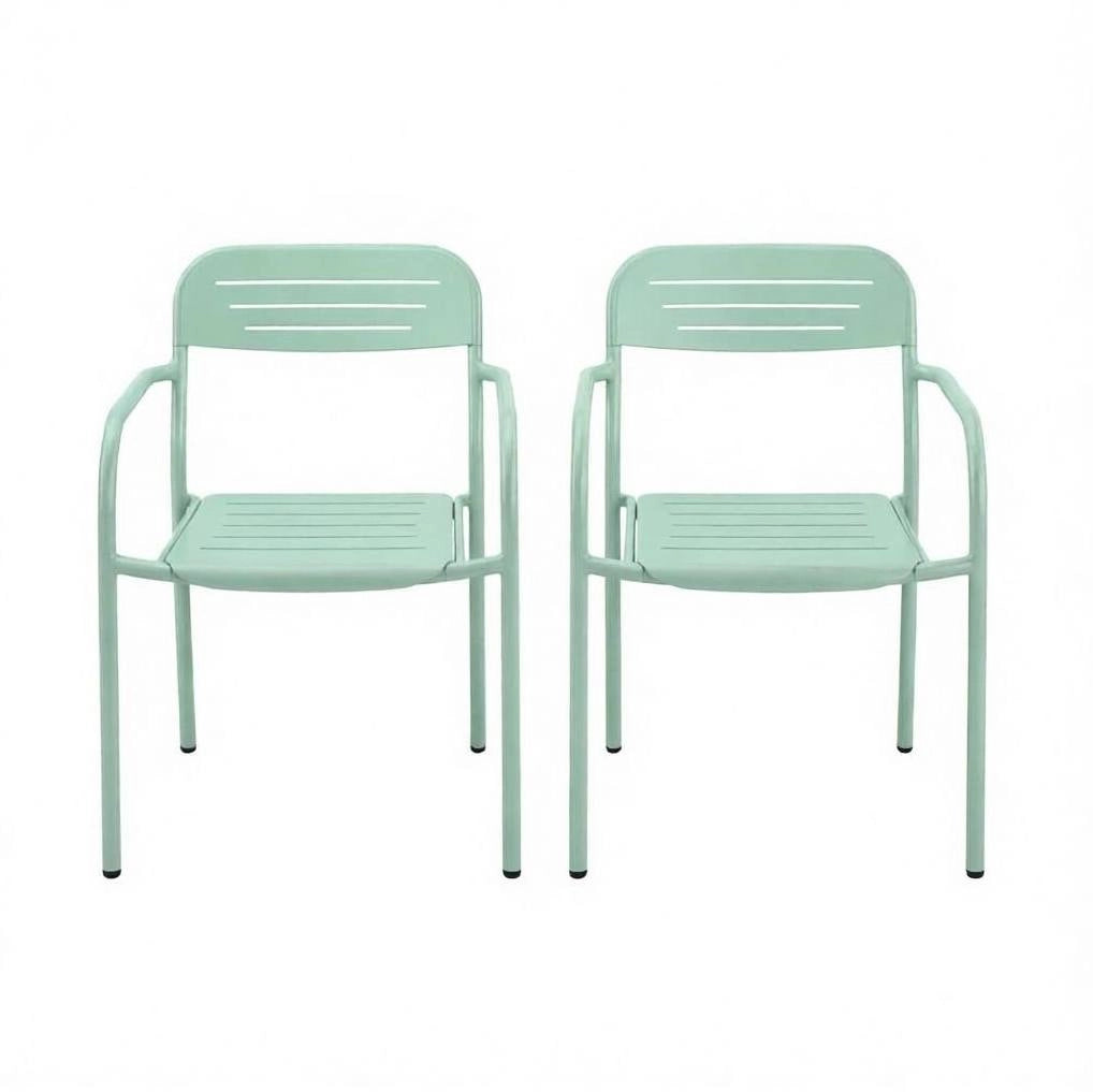 Set di 2 sedie da giardino impilabili in metallo verde 56 x 58 x 78 cm