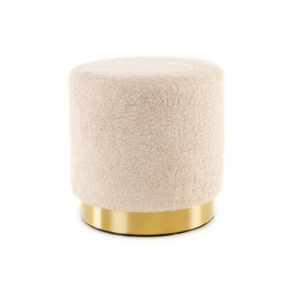 Pouf Gipsy 425 in Finta Pelliccia Avorio e Oro