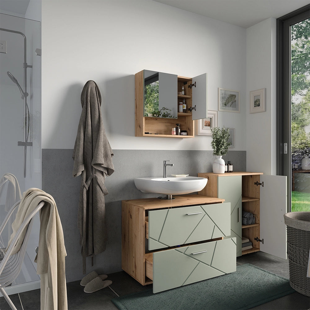 Vicco Set di mobili da bagno Verde salvia 3 parti