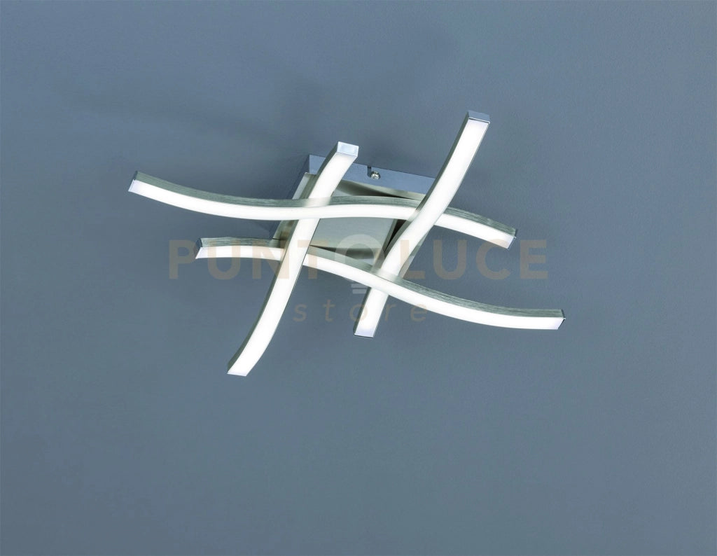 ROUTE PLAFONIERA LED 20W · 2000lm, 3000K 4 BACCHETTE ONDULATE ACCIAIO SATINATO 46CM