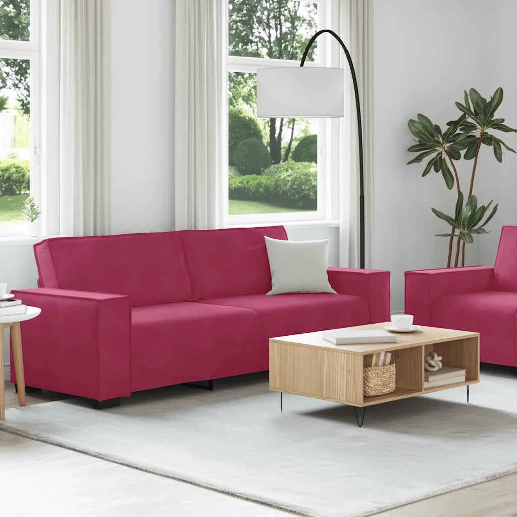 Set di Divani 2 pz con Cuscini Rosso Vino in Velluto 3324704