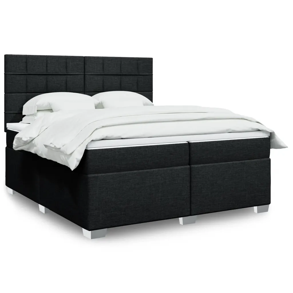 Giroletto a Molle con Materasso Nero 200x200 cm in Tessuto 3290597