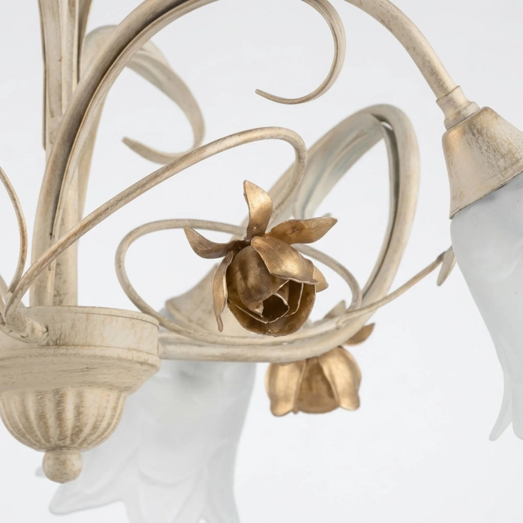 Lampadario Arte Povera Cestino 3 Luci Avorio e Bianco LuceArt Classic