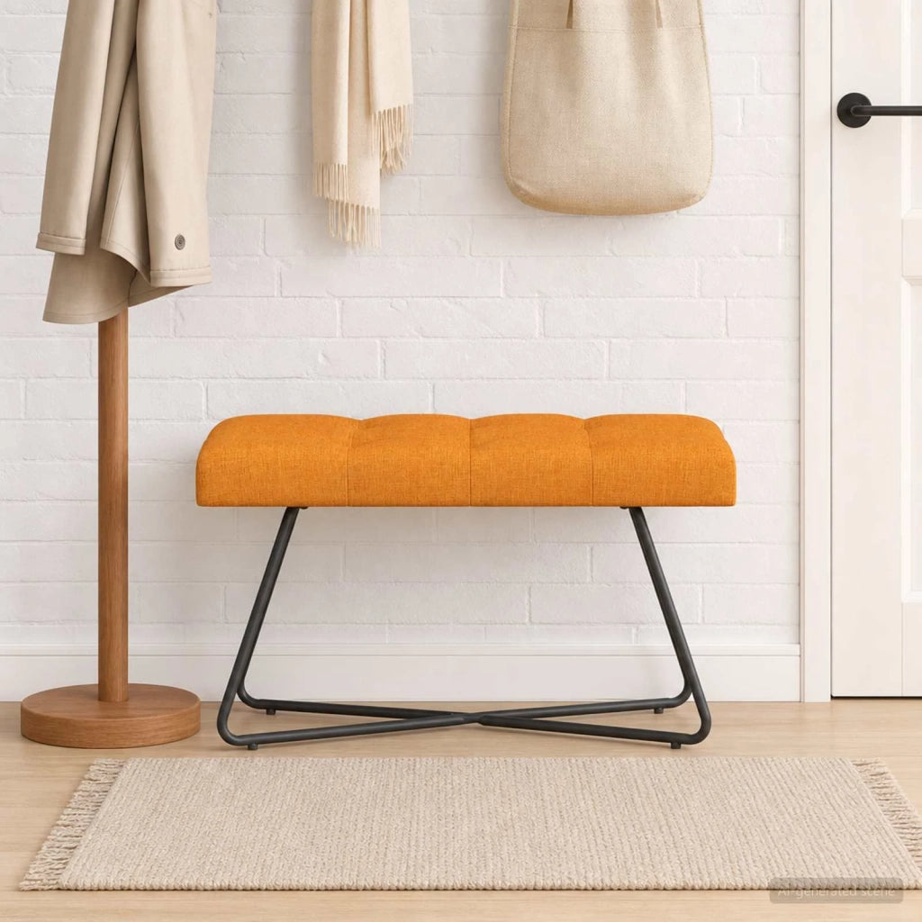 Panchina con bottoni imbottiti Giallo Scuro 80 x 40 x 46 cm 42038366