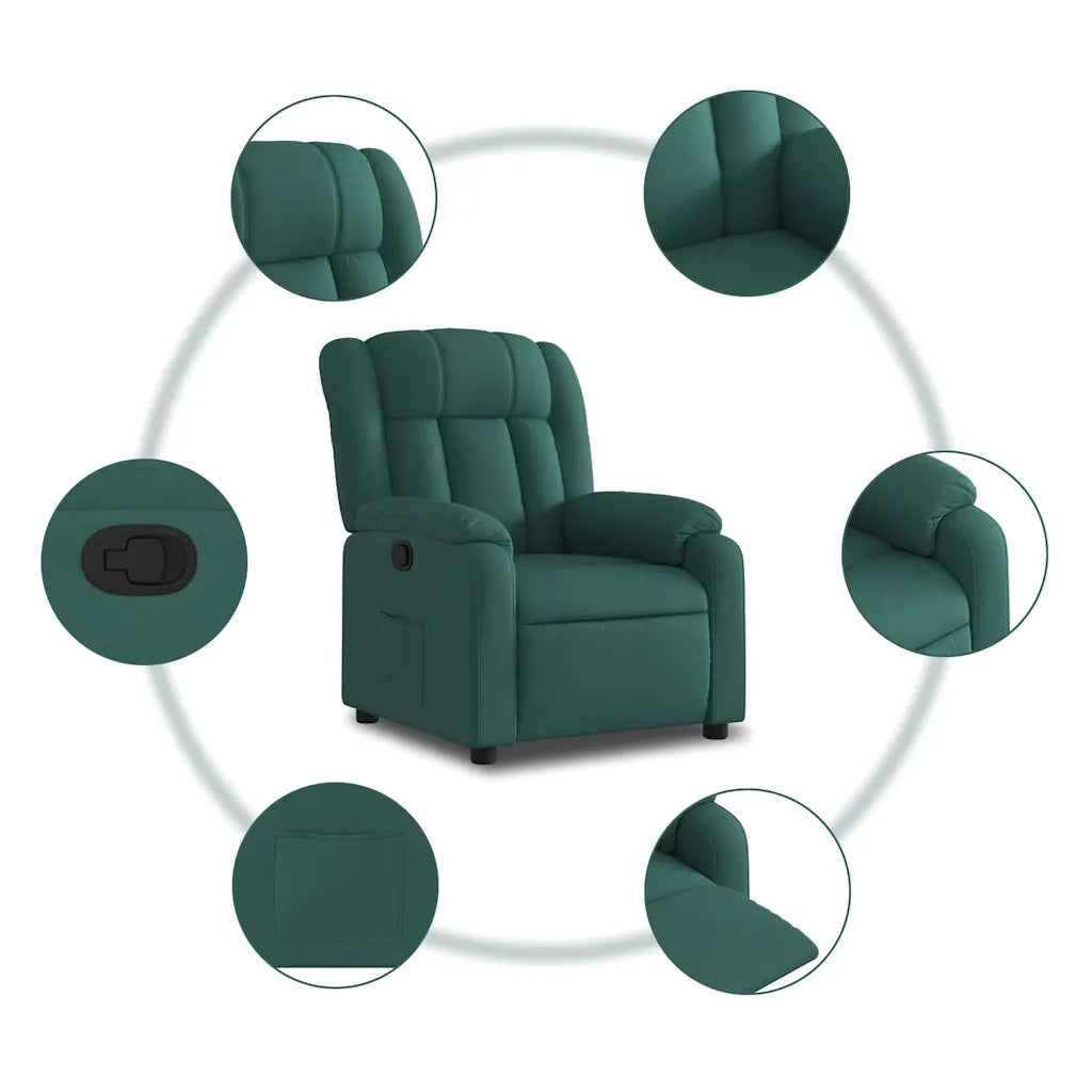 Divano Sedia-Poltrona Reclinabile in Tessuto Verde Scuro 274341