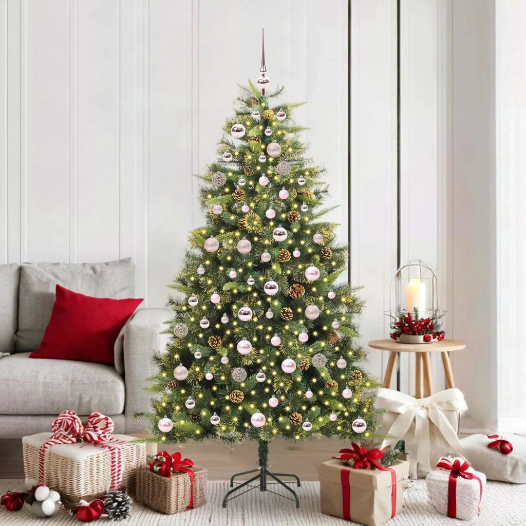 Albero di Natale artificiale pieghevole con coni Verde 180 cm 3395091