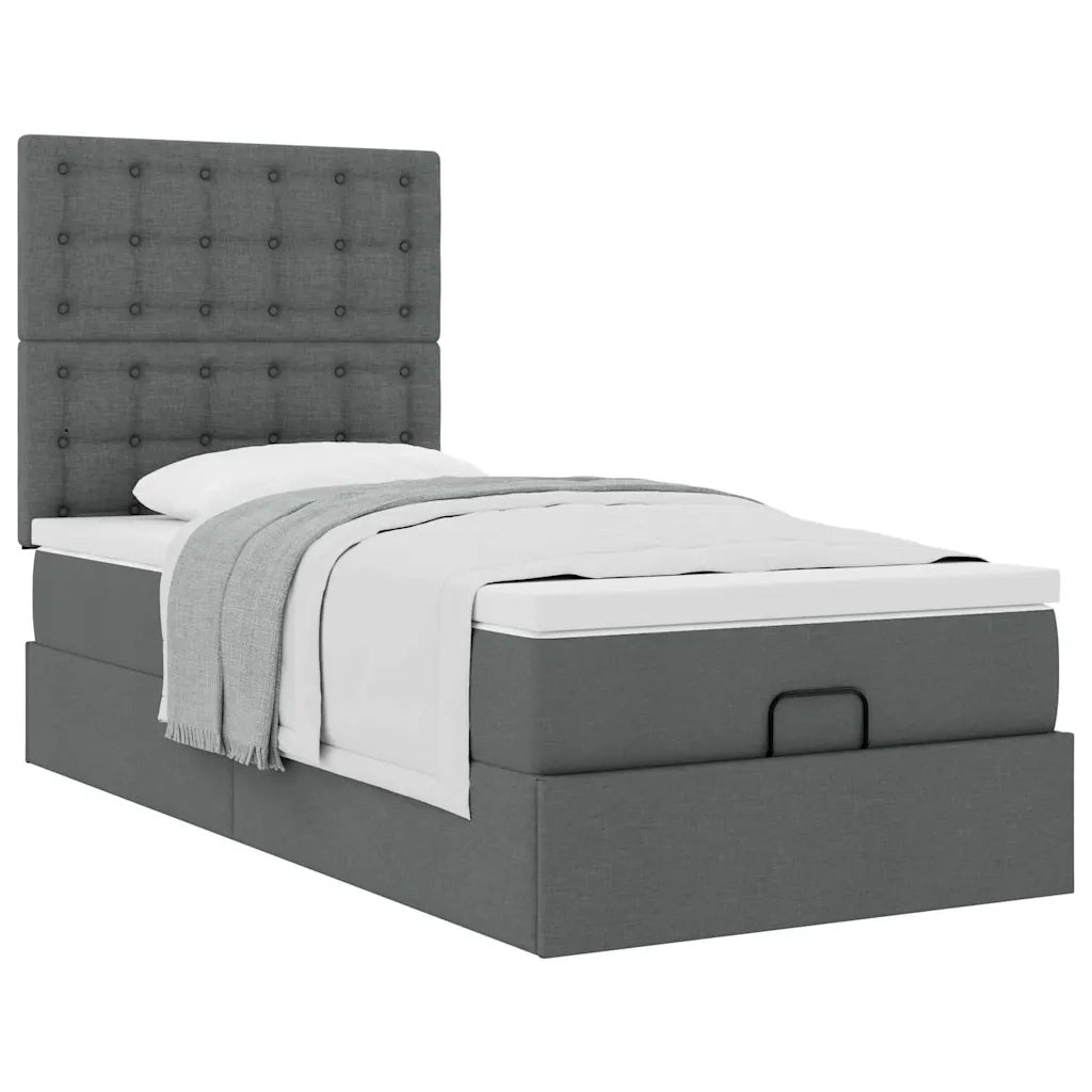 vidaXL Pouf Letto con Materasso Grigio Scuro 90x200 cm in Tessuto
