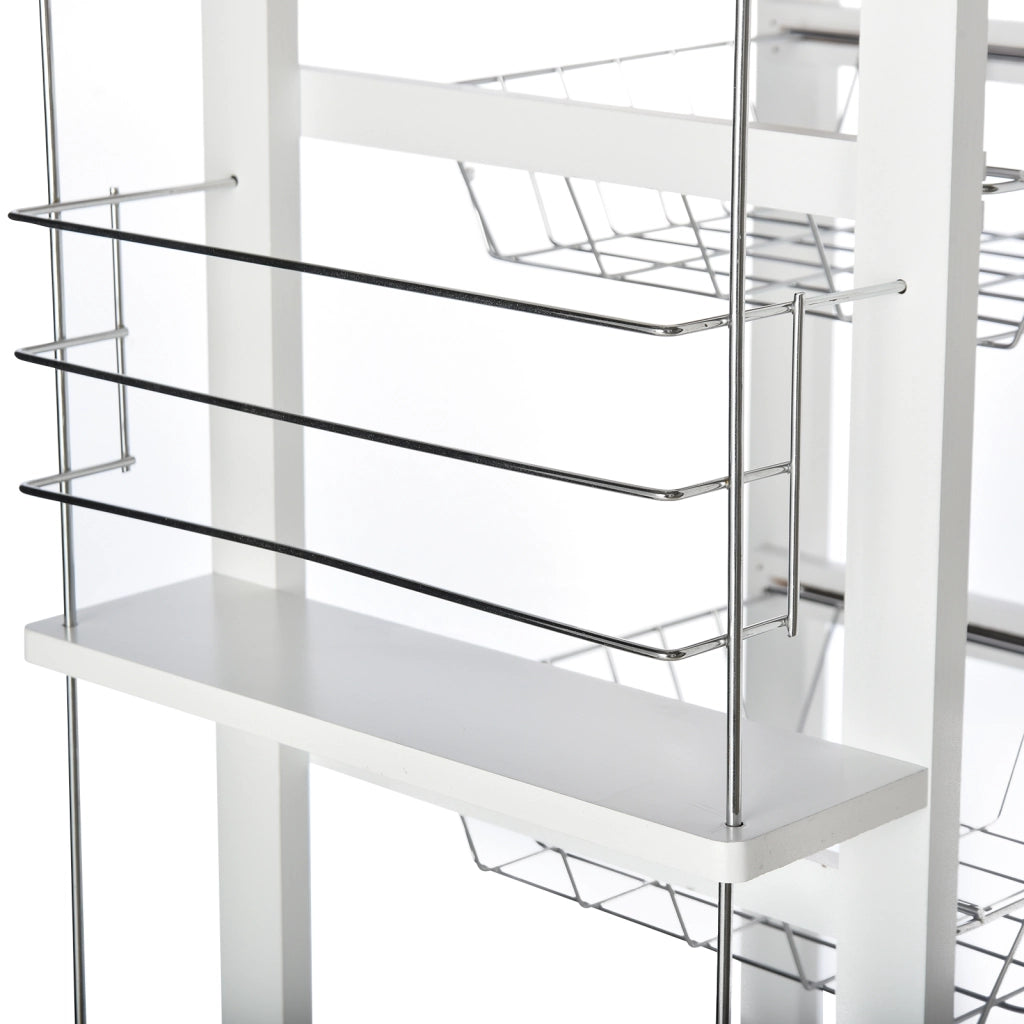 Carrello da Cucina ¨C ZephMum ¨C Legno Pino, Bianco, 4 Ruote