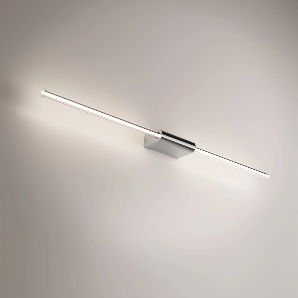 Brilliant Lampada da Parete e Soffitto Lineare LED in Cromo Lucido, Design Minimalista per Interni, Versatile, 9W, Lunghezza 87,2 cm, IP20, 360 Gradi