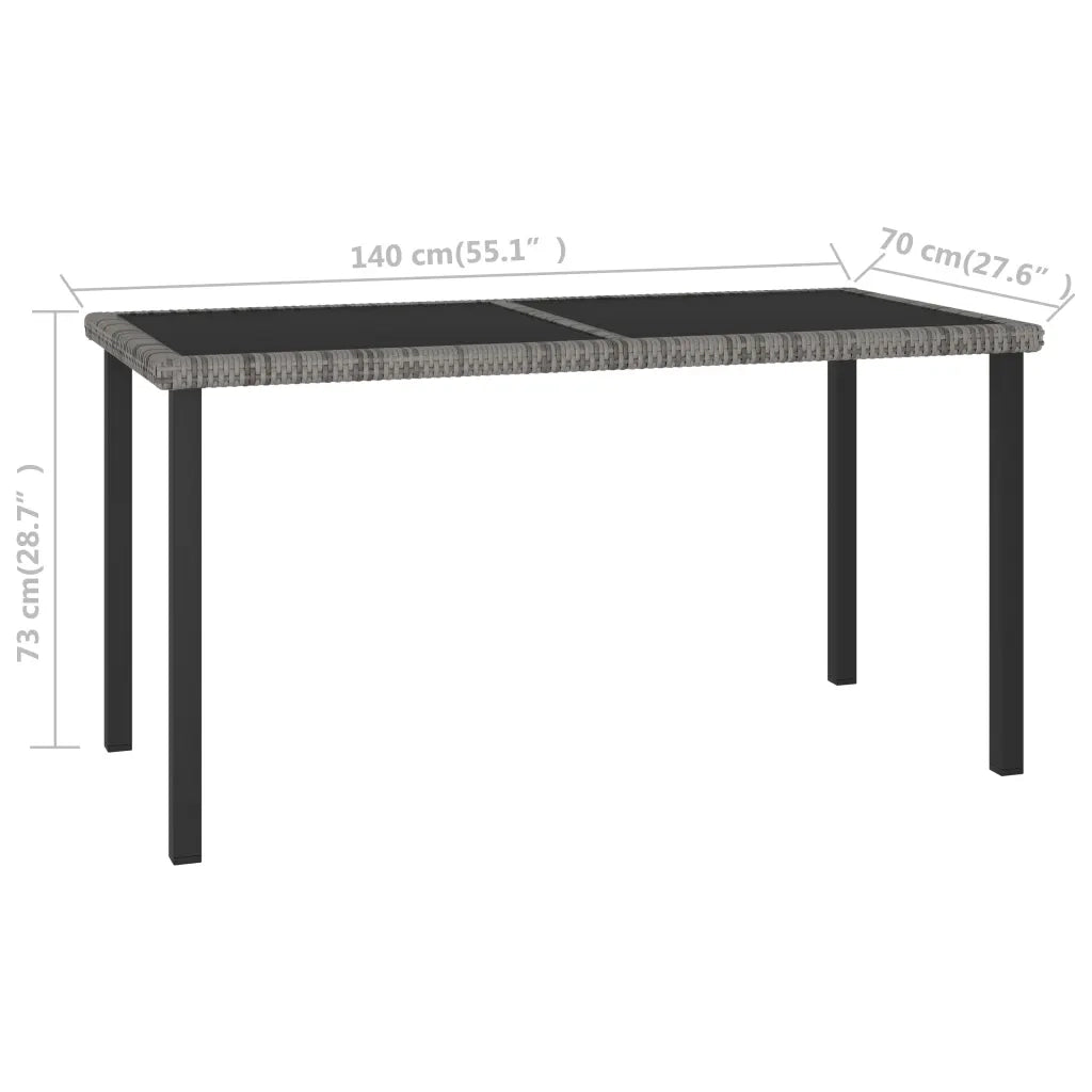 Tavolo da Pranzo da Giardino Grigio 140x70x73 cm in Polyrattan 315118