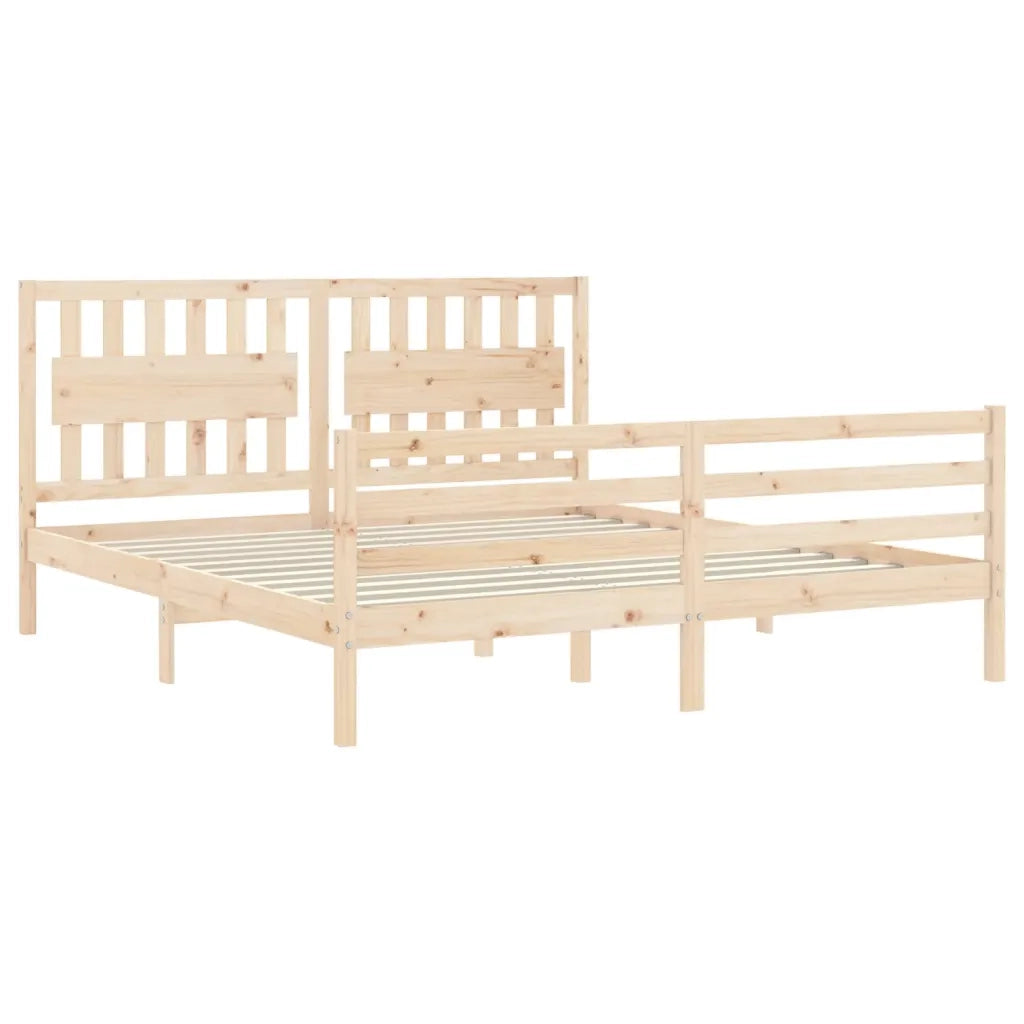 Giroletto con Testiera Super King Size-Struttura Letto in Legno Massello 400678