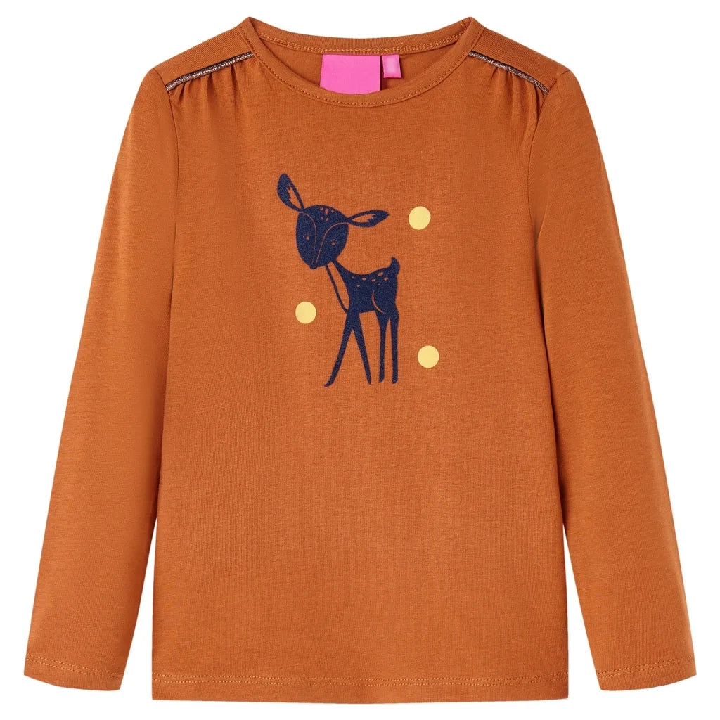Maglietta da Bambina a Maniche Lunghe Cognac 92