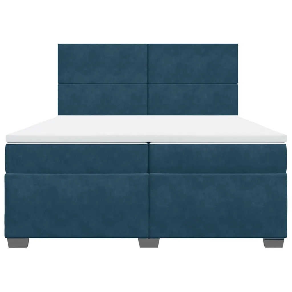 Giroletto a Molle con Materasso Blu 200x200 cm in Velluto