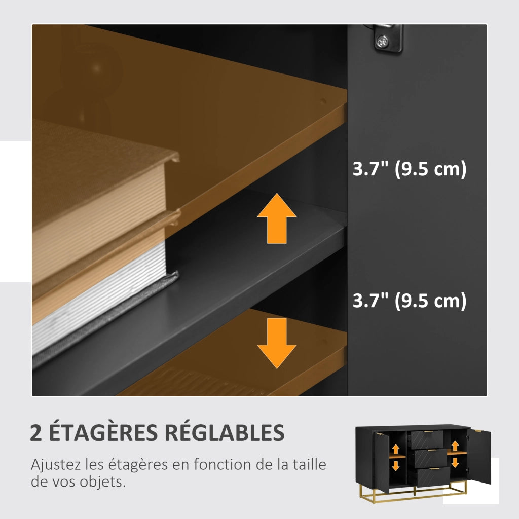 Credenza design ¨C zephmum ¨C nero legno metallo dorato