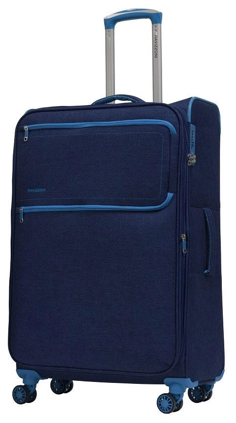 Set 3 Valigie Trolley Morbide in Poliestere 4 Ruote TSA Ravizzoni Nettuno Blu