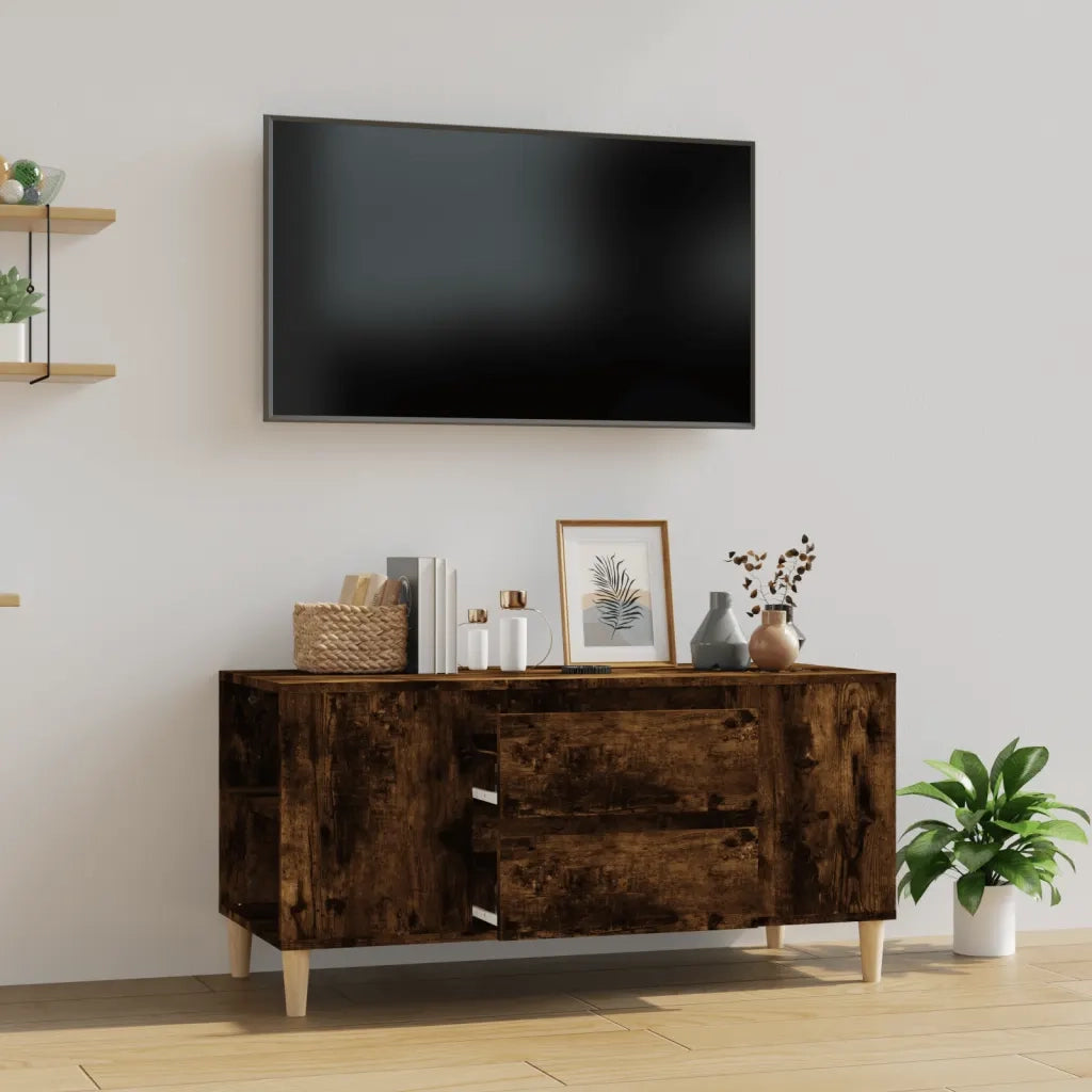 Mobile Porta TV-Mobile per TV-Credenza TV Rovere Fumo 102x44,5x50 cm in Legno Multistrato 158852