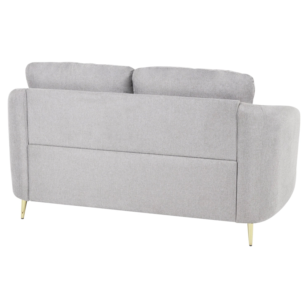 Divano 2 posti in tessuto grigio con piedi dorati curve morbide stile glamour elegante soggiorno