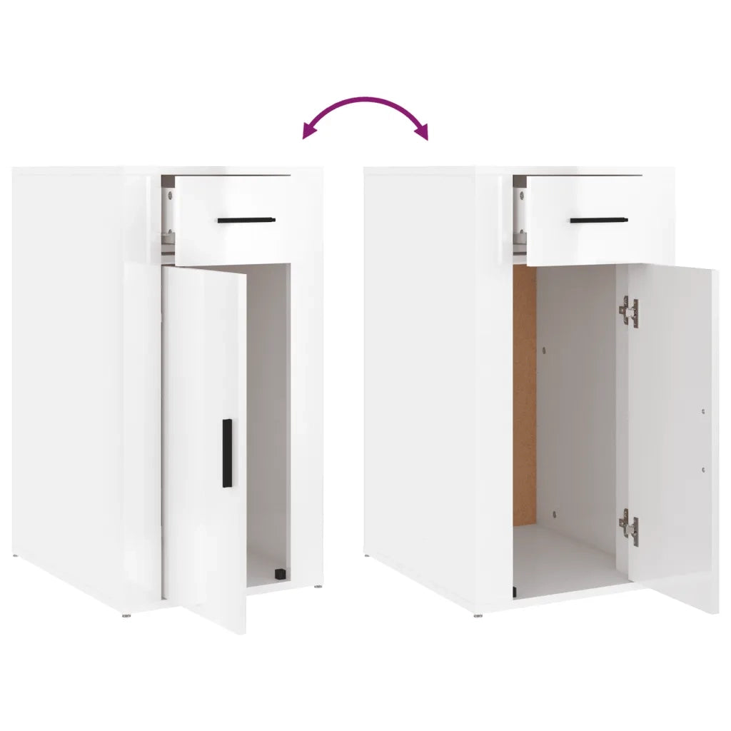 Armadietto Scrivania Bianco Lucido 40x49x75cm Legno Multistrato 816794