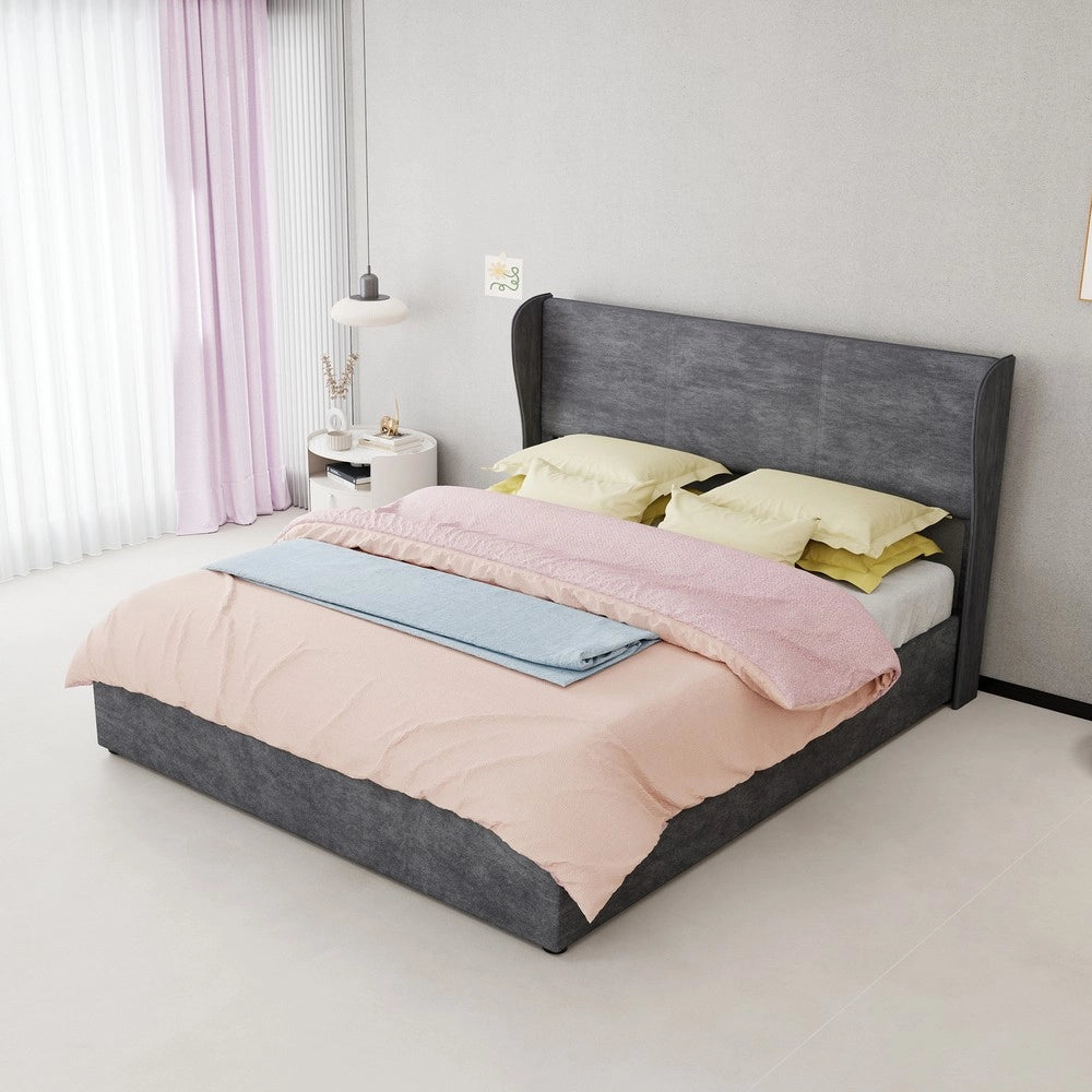 Letto Contenitore Imbottito con Testiera ¨C MINIMAL ¨C Grigio 160x200 cm