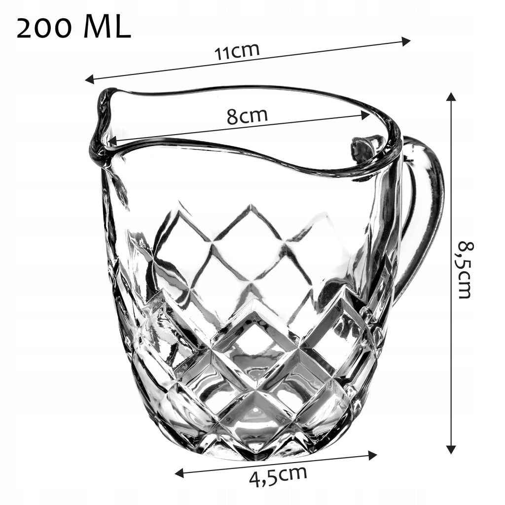 Brocca in vetro KADAX per latte, 200 ml, per bevande acquatiche.