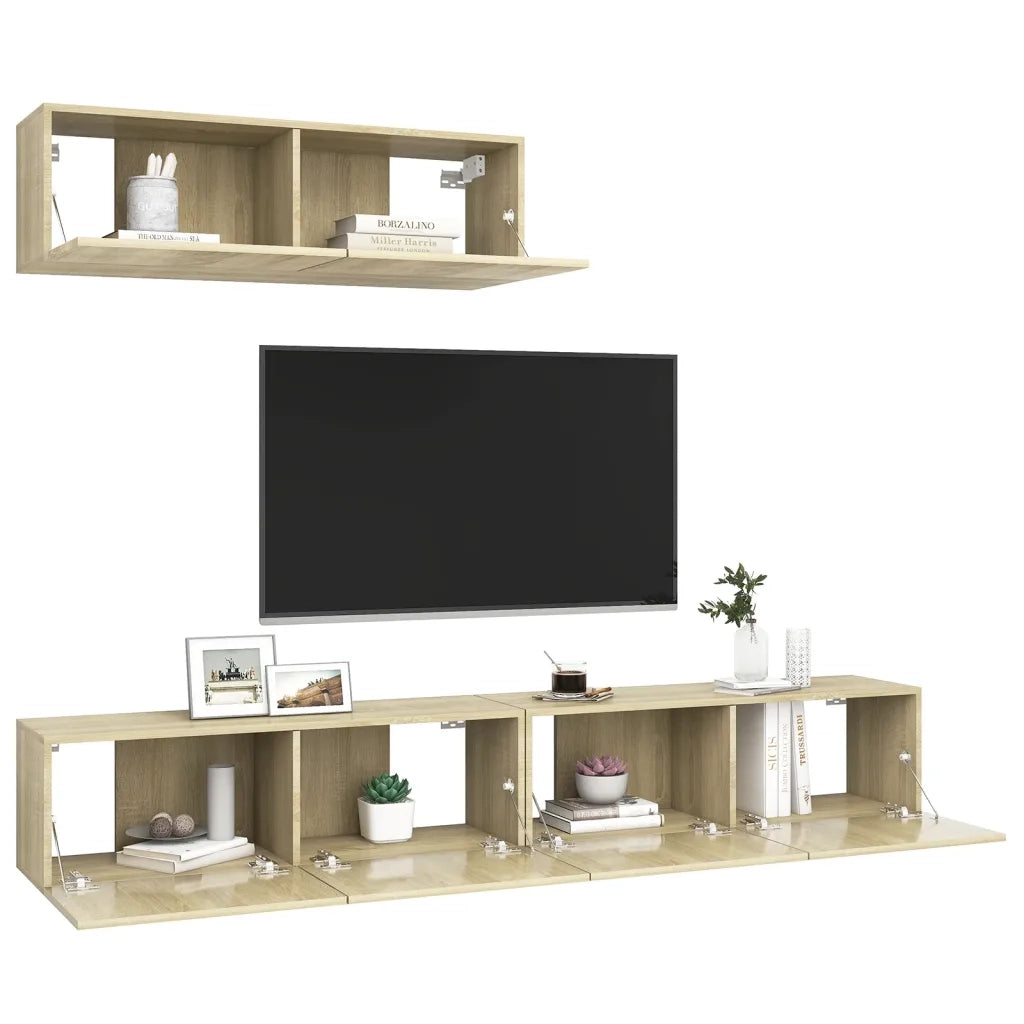 Mobili Porta TV 3 pz Rovere Sonoma in Legno Multistrato 3079018