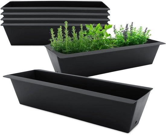 Set di contenitori per piante in plastica - Antracite - Set di 6 - Adatto per pallet e per uso interno ed esterno