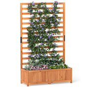 Letto da giardino rialzato in legno con traliccio verticale fodera e drenaggio-Fioriera elevata per interno esterno patio balcon Arancione