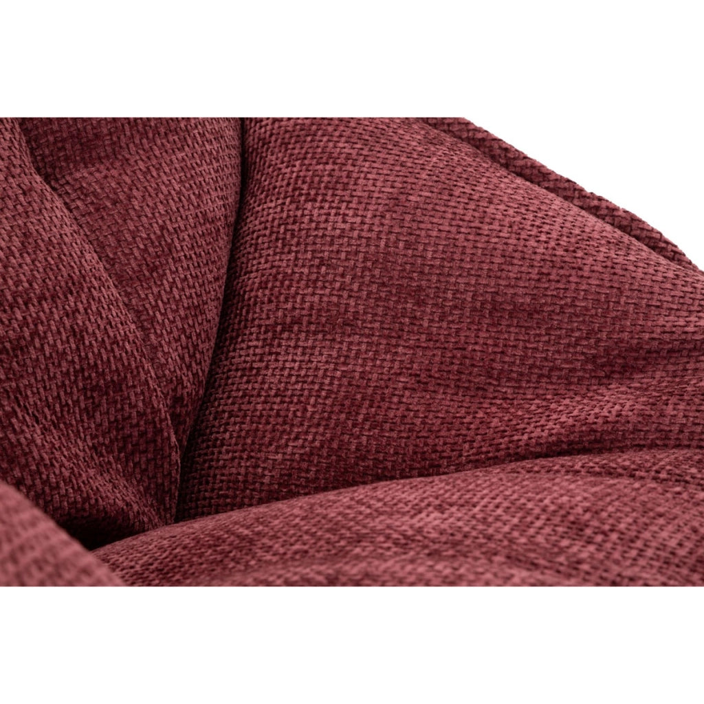Poltrona girevole bordeaux con base in ferro nero