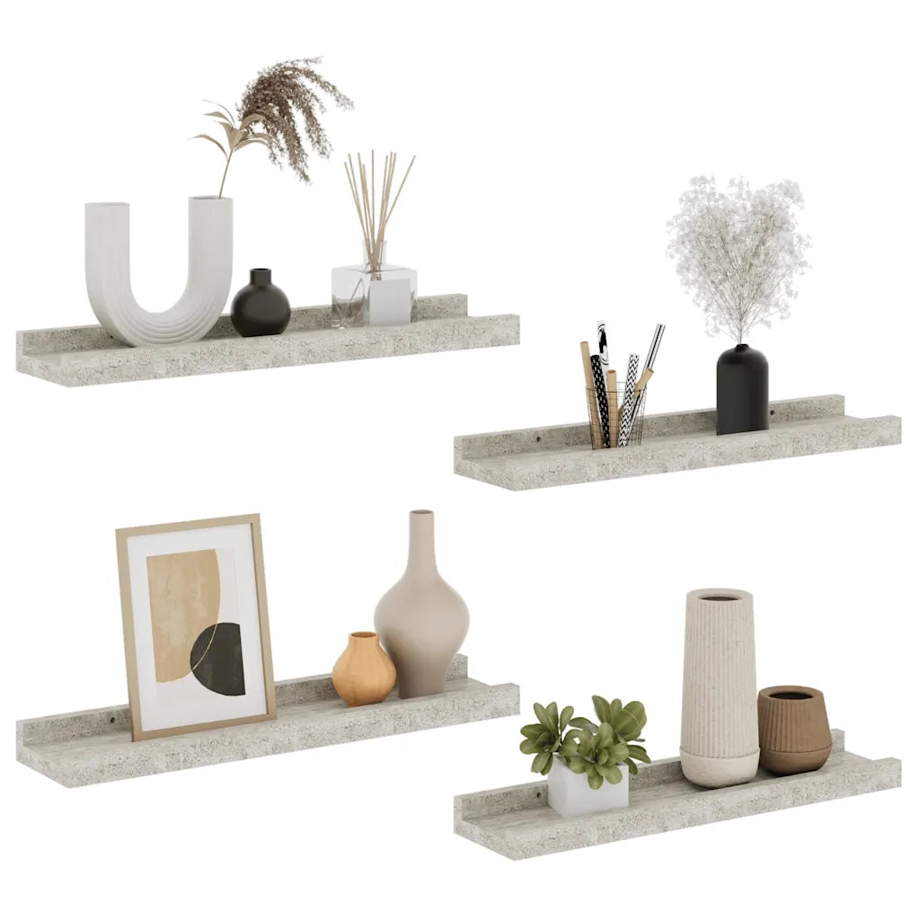 Mensole da Parete 4 pz Grigio Cemento 40x9x3 cm 326704