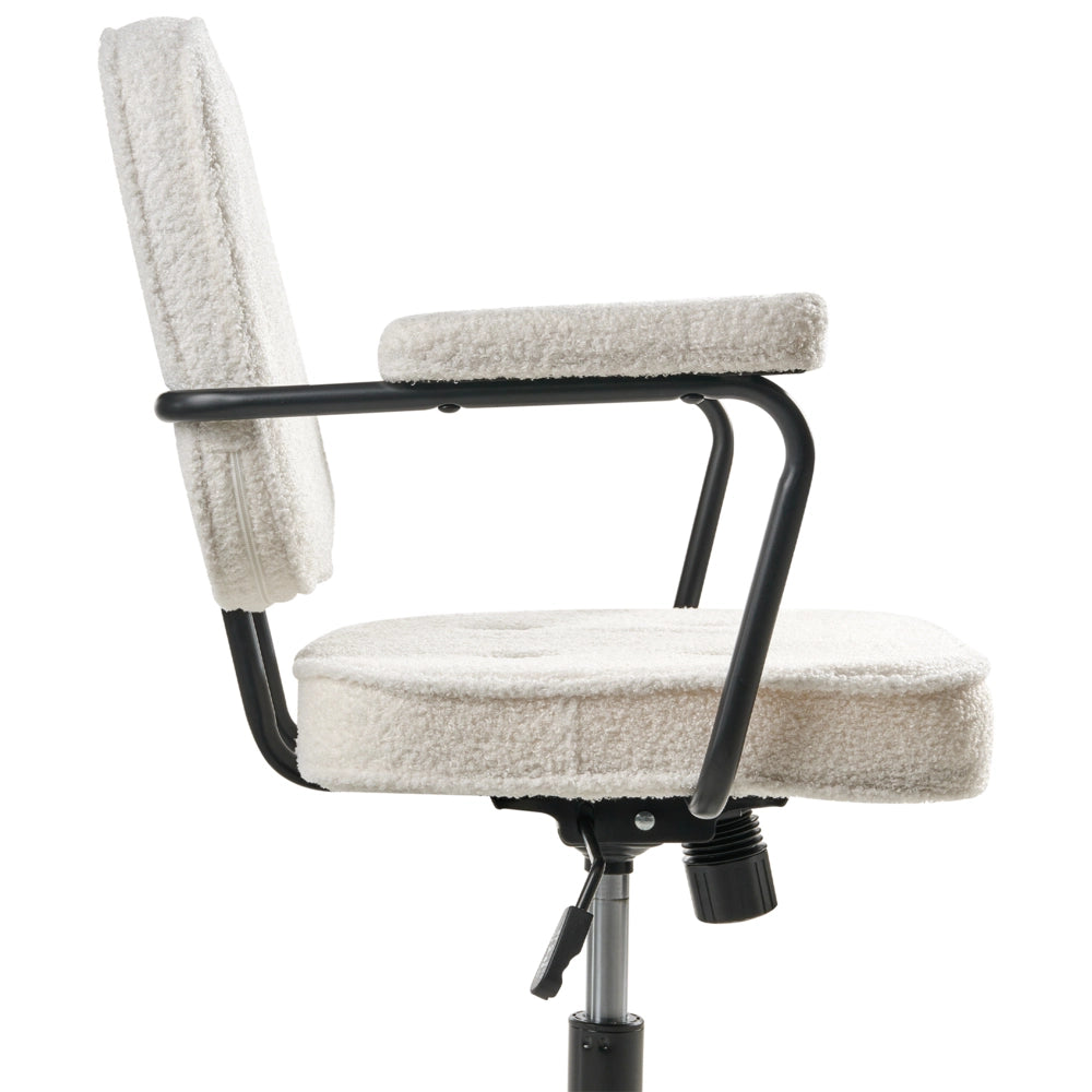 Sedia da ufficio in bouclè bianco sporco girevole con altezza regolabile e freno di sicurezza ufficio di casa studio