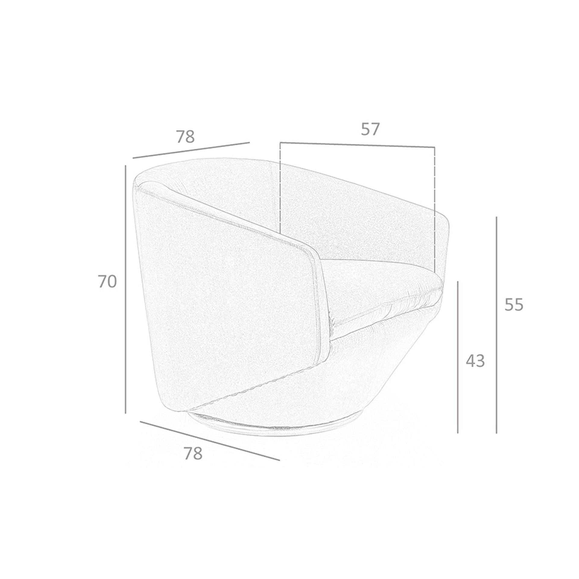 Poltrona girevole in velluto pesca