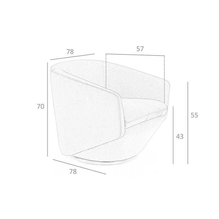 Poltrona girevole in velluto pesca