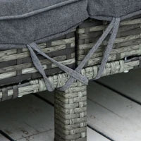 Lettino Prendisole a 2 Posti, Sdraio in Acciaio e Rattan, Schienale Regolabile, 196 x 120 x 28cm Grigio